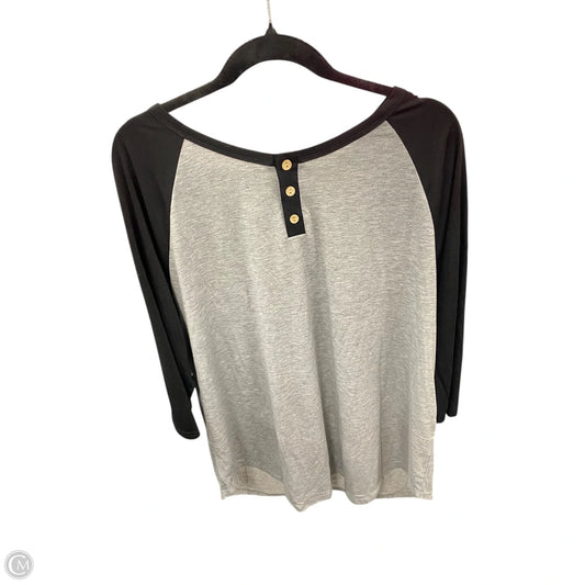 Top 3/4 Sleeve By Clothes Mentor In Black & Grey, Size: 2x