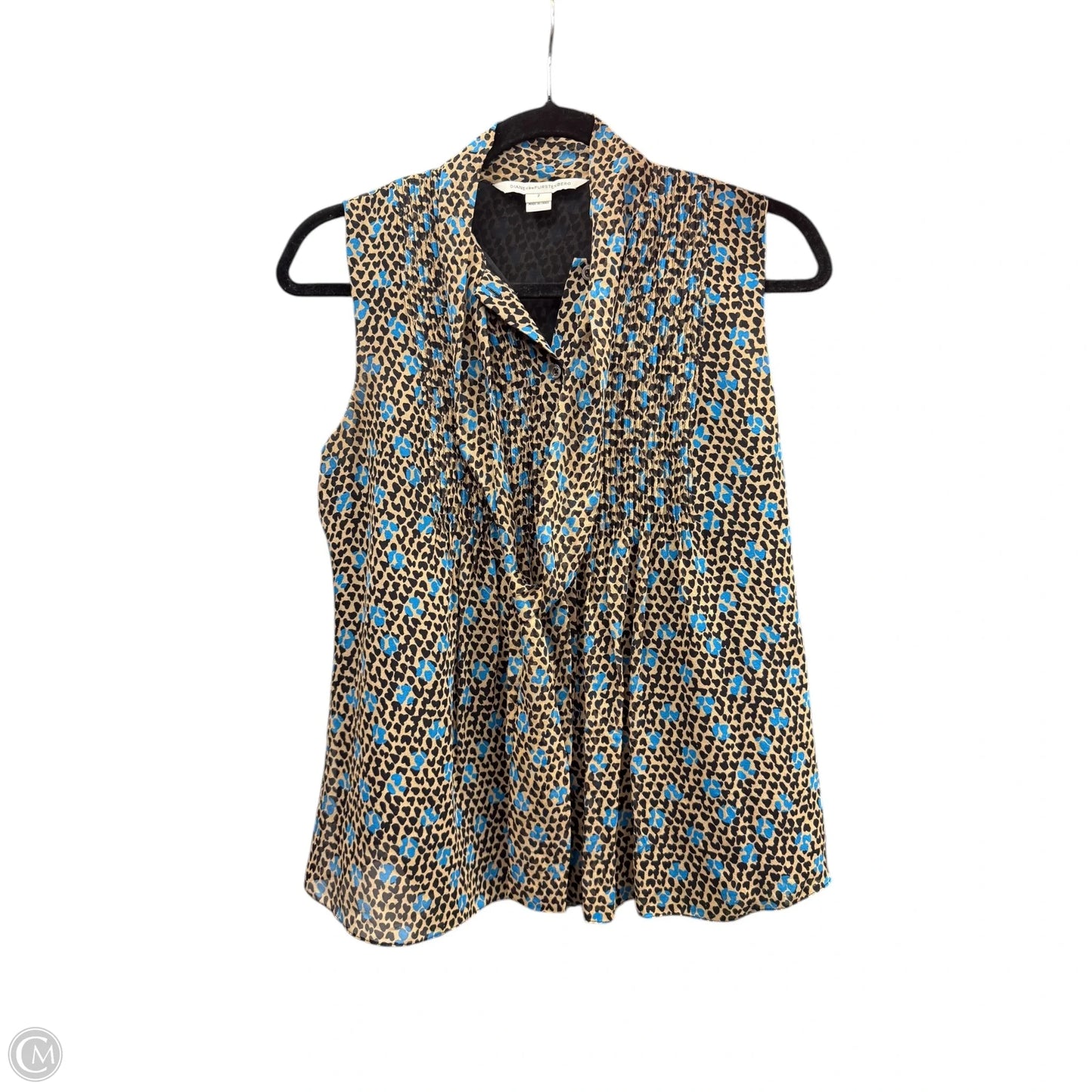 Blouse Designer By Diane Von Furstenberg In Black & Tan, Size: 2