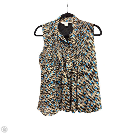 Blouse Designer By Diane Von Furstenberg In Black & Tan, Size: 2