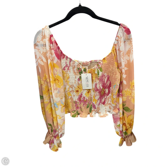 Top Long Sleeve By Flying Tomato In Floral Print, Size: M