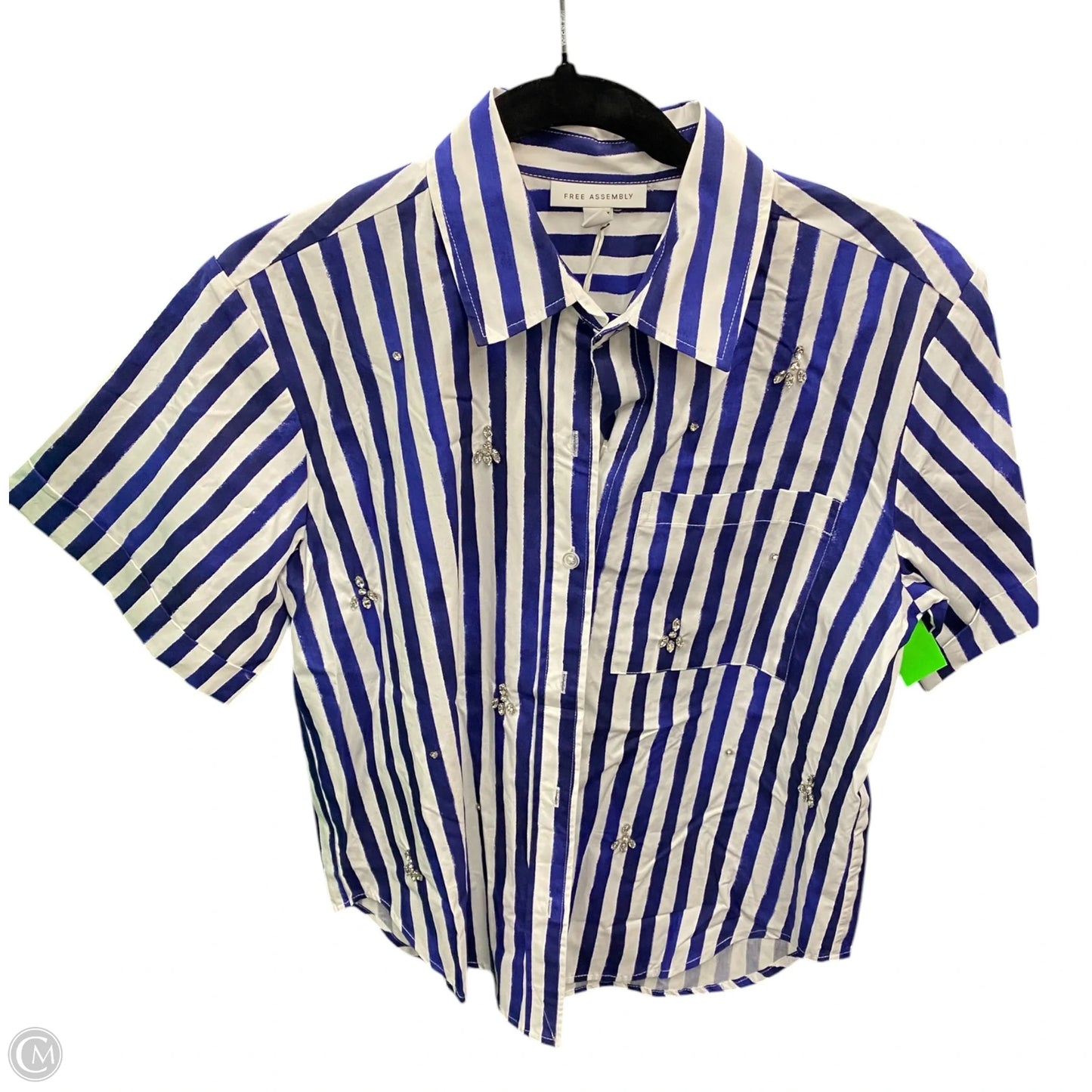 Top Short Sleeve By Free Assembly In Striped Pattern, Size: S