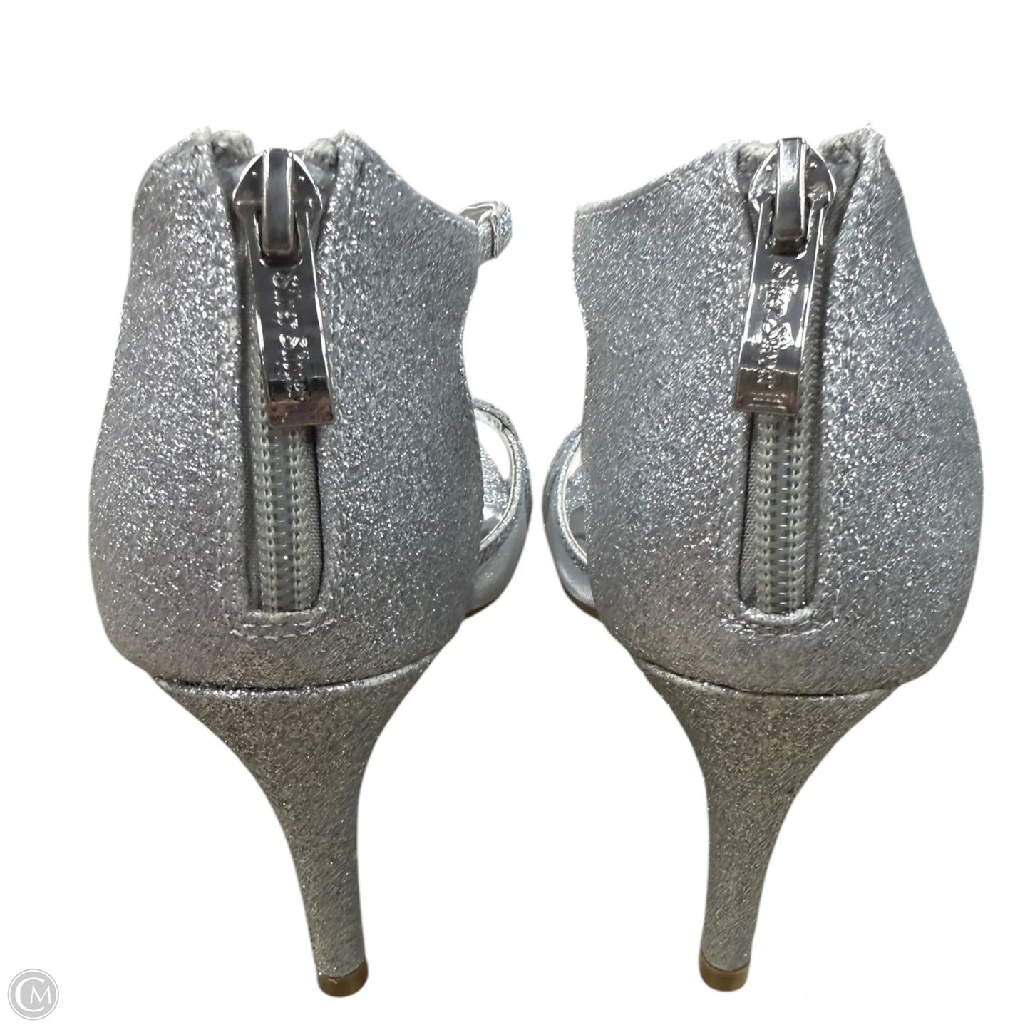 Sandals Heels Stiletto By Clothes Mentor In Silver, Size: 9