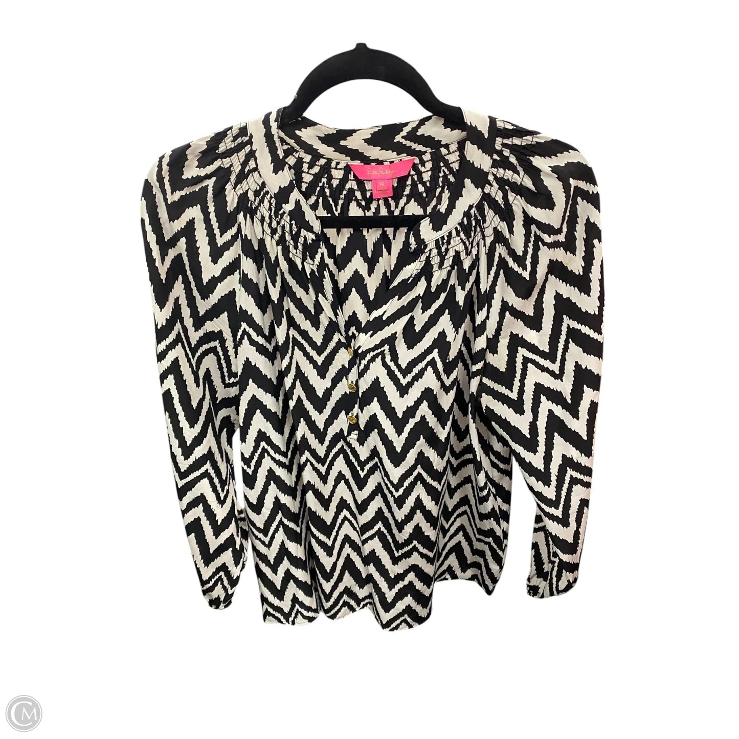 Blouse Designer By Lilly Pulitzer In Black & White, Size: M