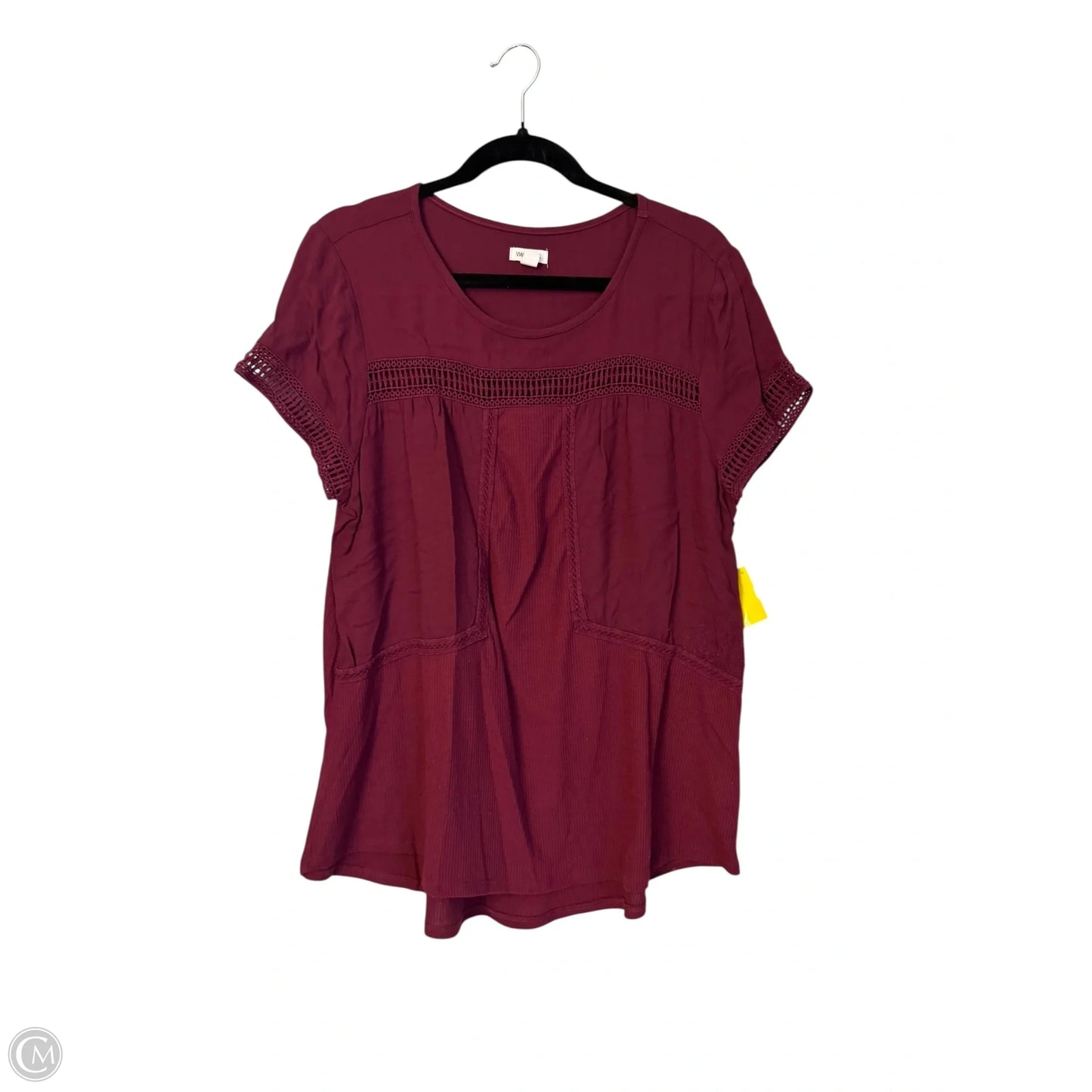 Top Short Sleeve By Westport In Maroon, Size: Xl