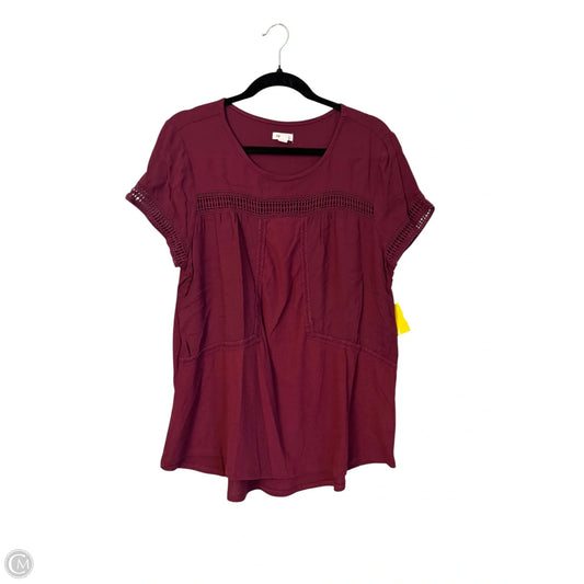 Top Short Sleeve By Westport In Maroon, Size: Xl