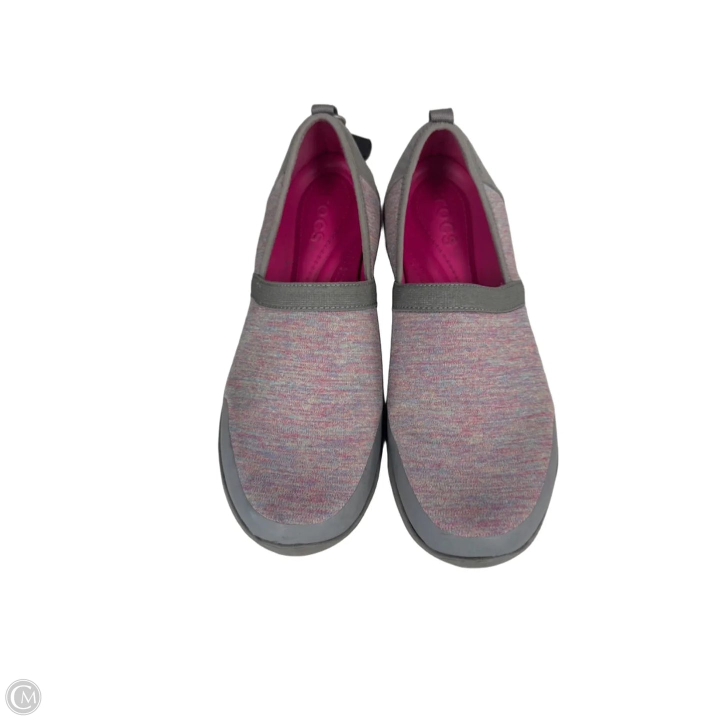 Shoes Sneakers By Crocs In Grey & Pink, Size: 10