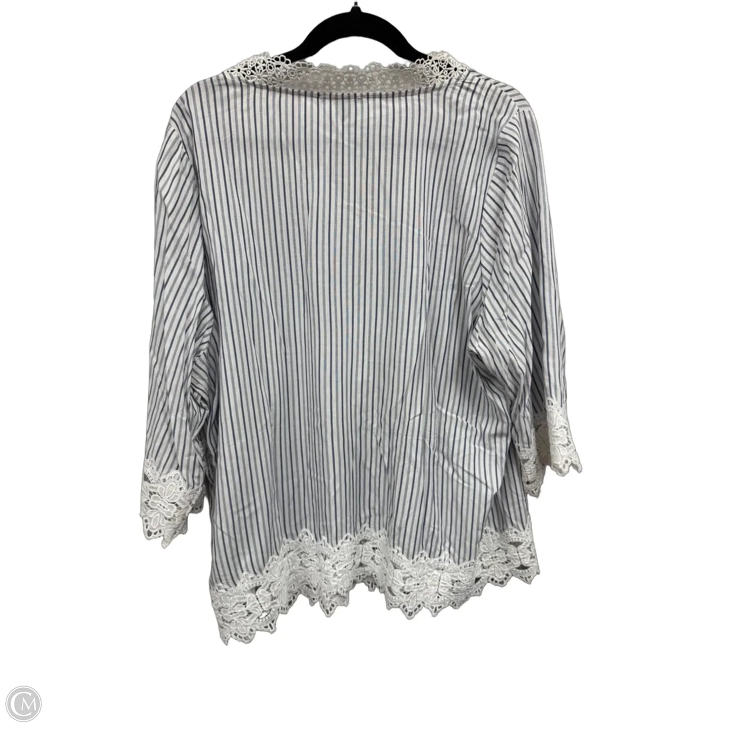Top 3/4 Sleeve By Chelsea And Theodore In Striped Pattern, Size: 1x