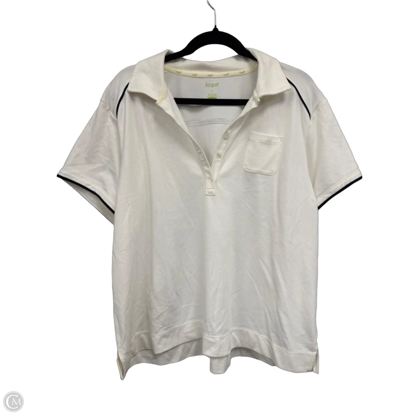 Top Short Sleeve By Liz Golf In Cream, Size: 2x