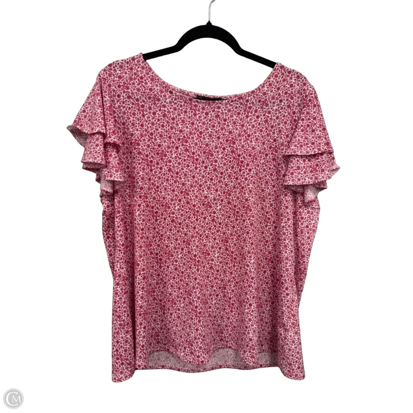 Top Short Sleeve By Adrianna Papell In Red & White, Size: 1x