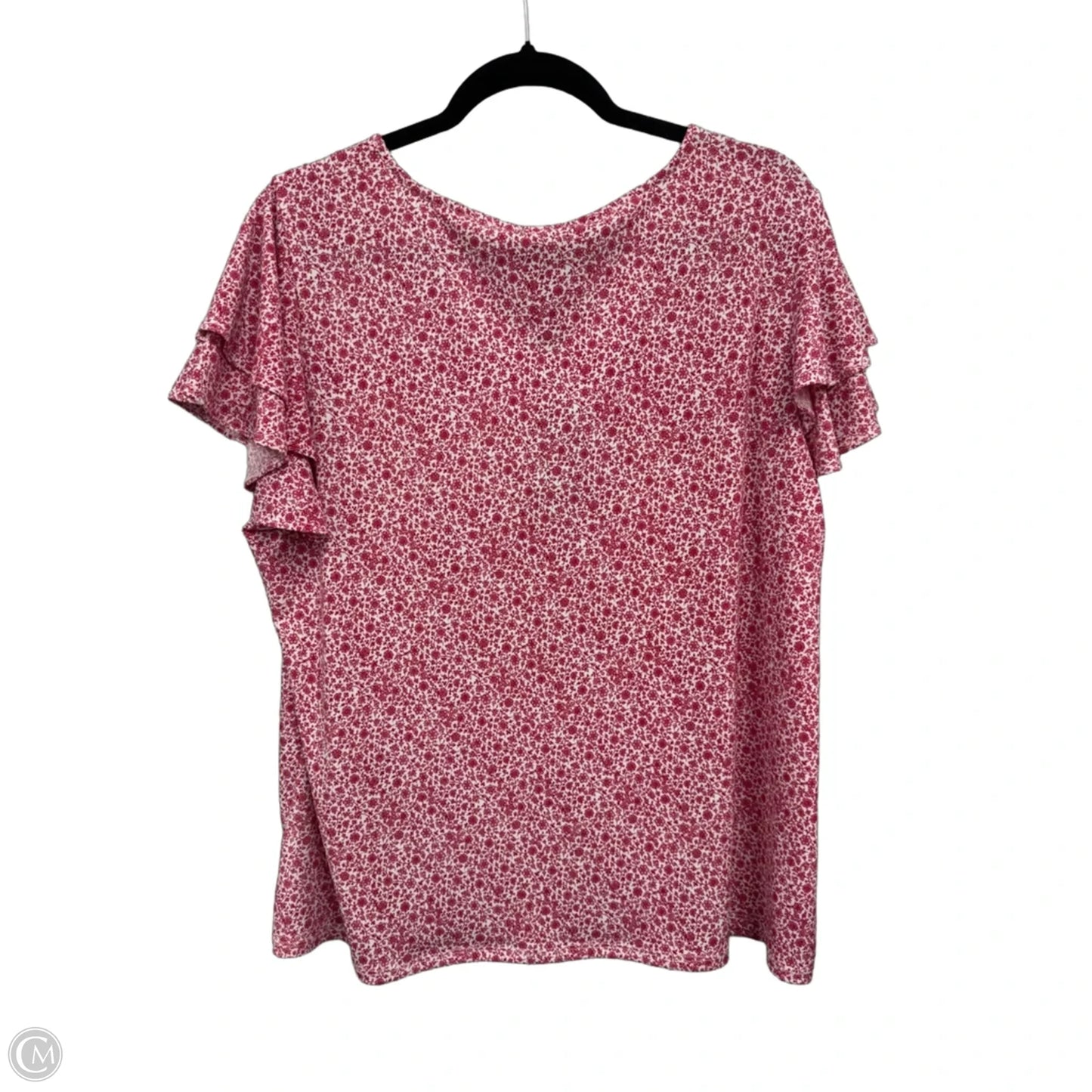 Top Short Sleeve By Adrianna Papell In Red & White, Size: 1x