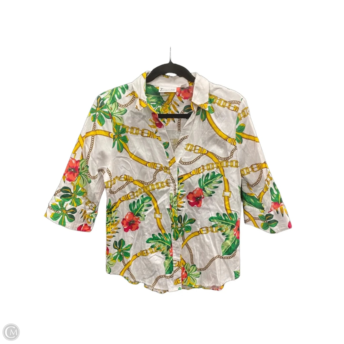 Top 3/4 Sleeve By New York And Co In Floral Print, Size: M