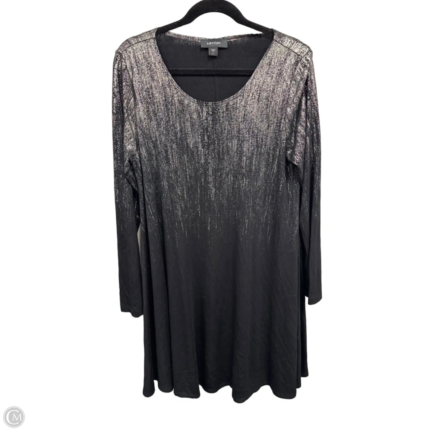 Dress Casual Short By Karen Kane In Black & Silver, Size: L