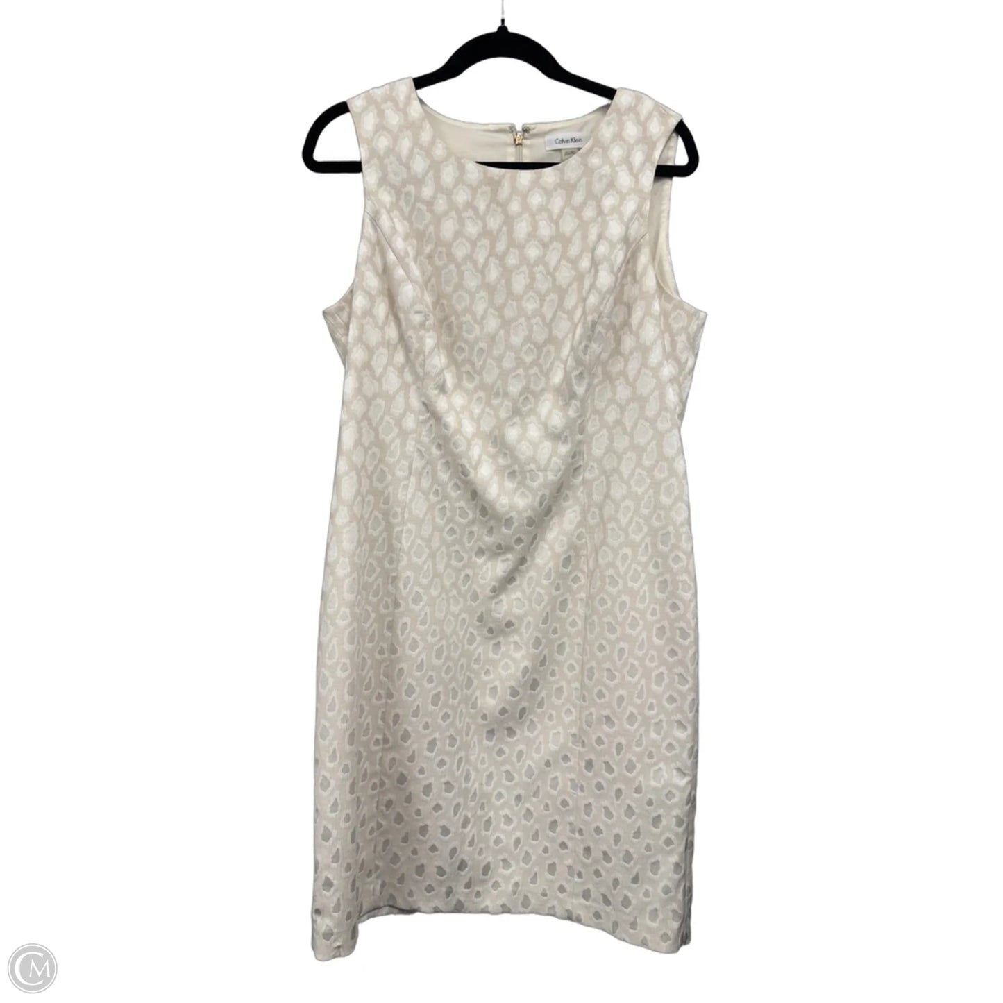 Dress Casual Midi By Calvin Klein In Cream & Tan, Size: 14