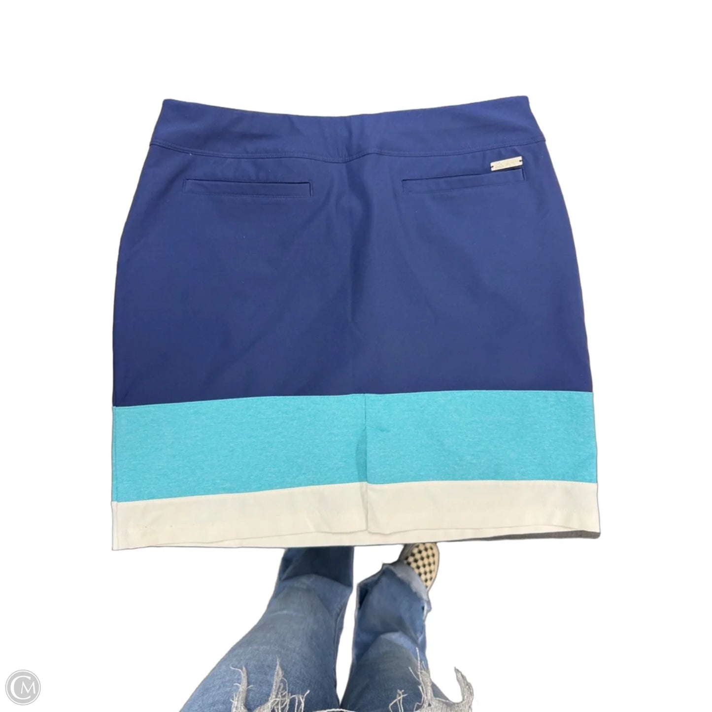 Athletic Skort By Adidas In Blue & White, Size: S