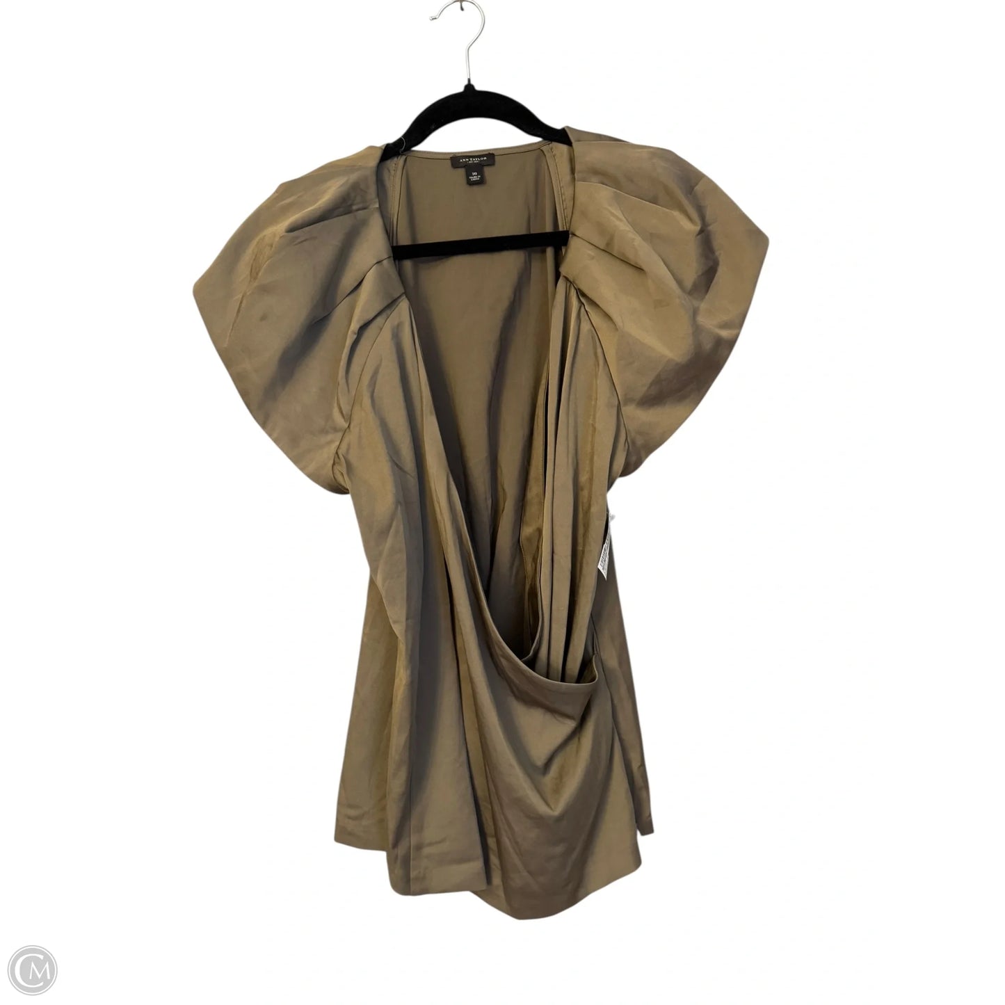 Blouse Short Sleeve By Ann Taylor In Green, Size: 16