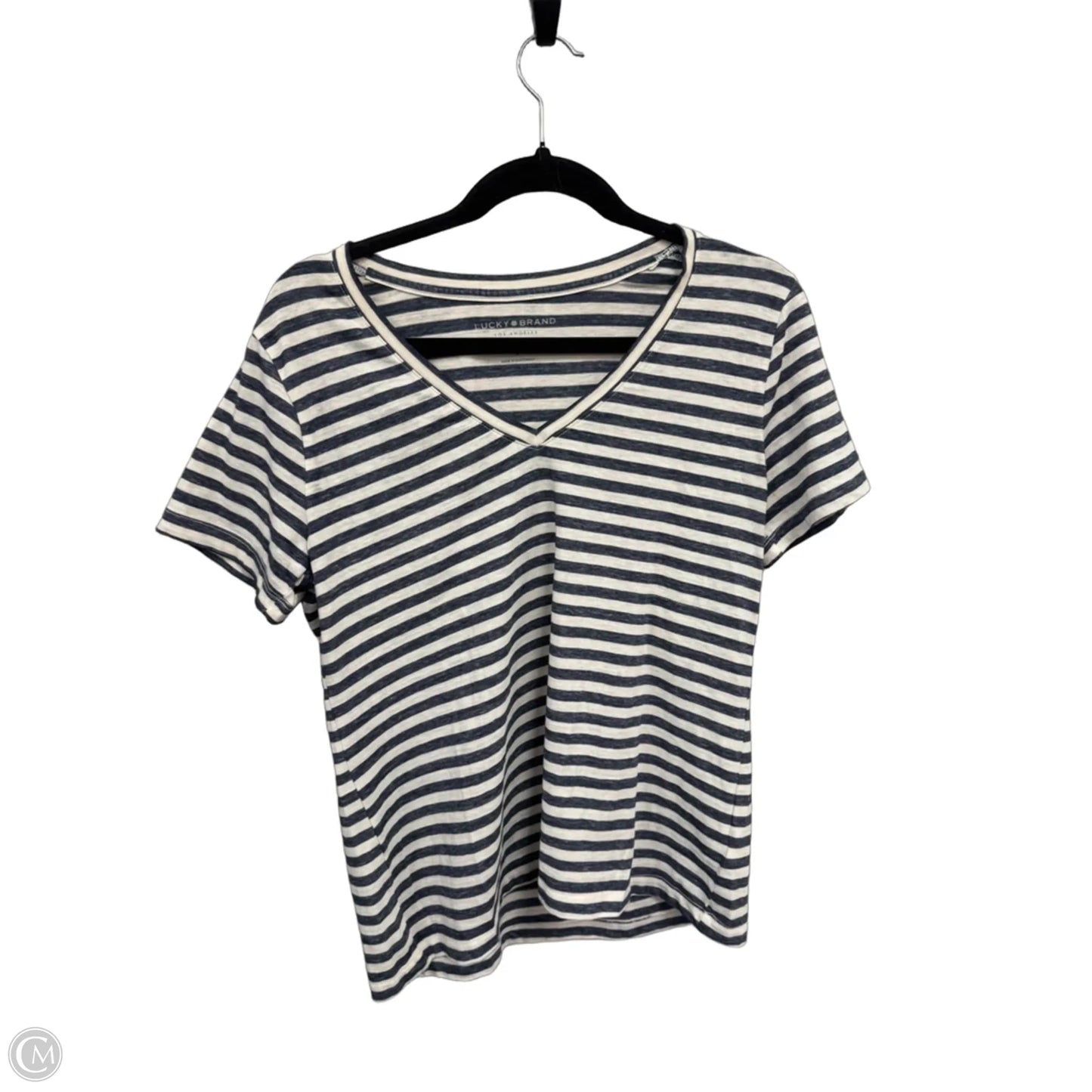 Top Short Sleeve Basic By Lucky Brand In Striped Pattern, Size: L