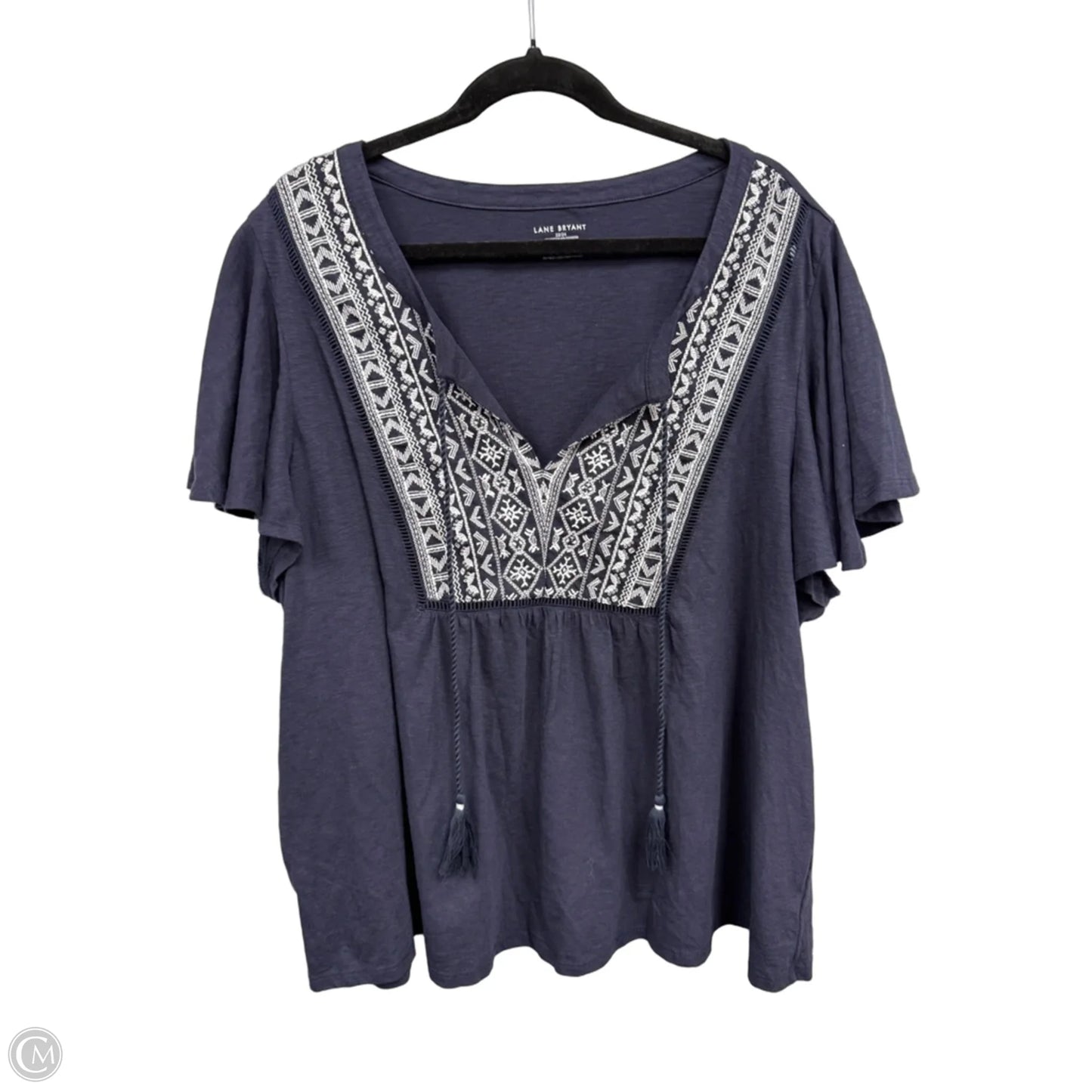 Top Short Sleeve By Lane Bryant In Blue & White, Size: 3x