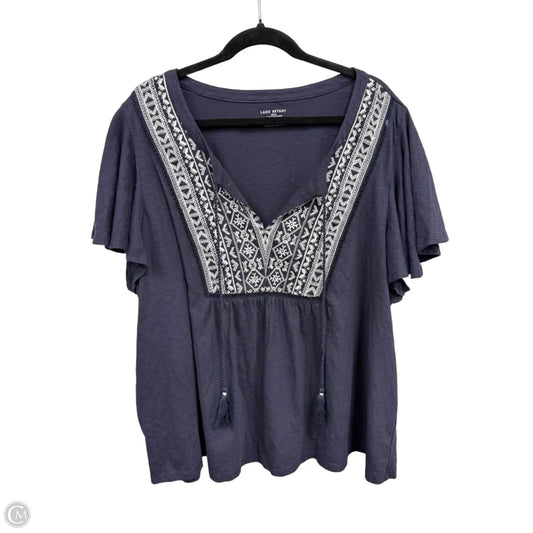 Top Short Sleeve By Lane Bryant In Blue & White, Size: 3x
