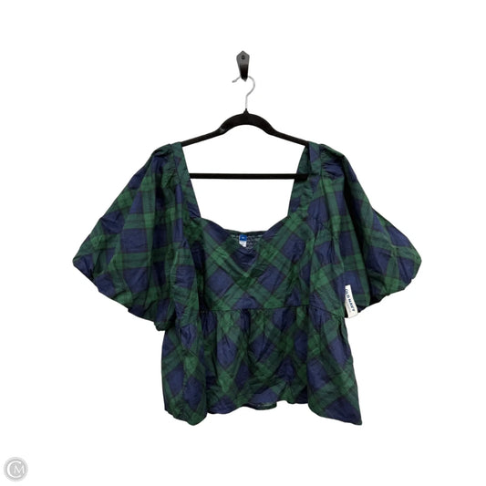 Top Short Sleeve By Old Navy In Plaid Pattern, Size: Xxl
