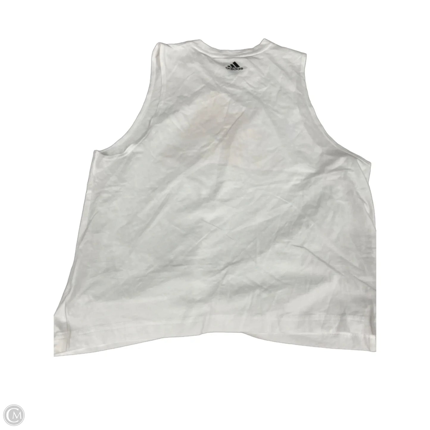 Athletic Tank Top By Adidas In White & Yellow, Size: L