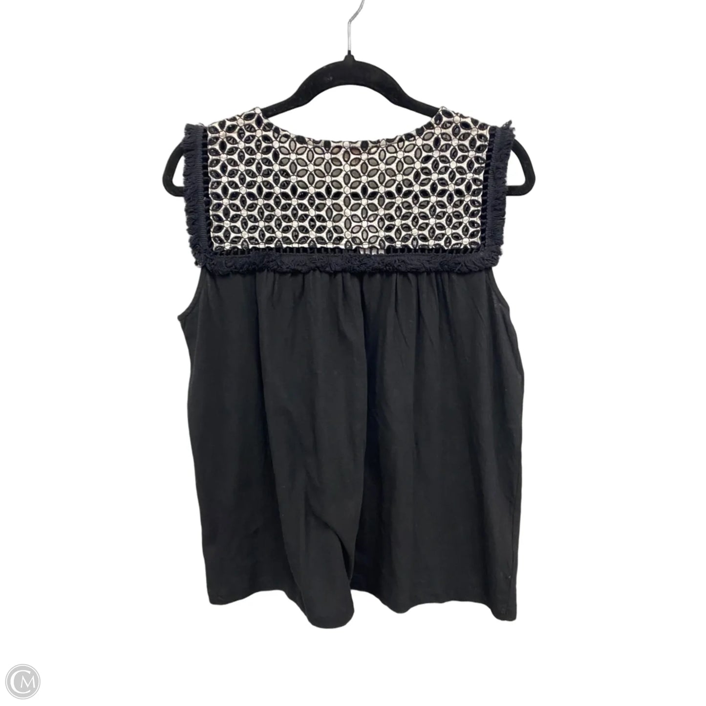 Top Sleeveless By Loft In Black & White, Size: M