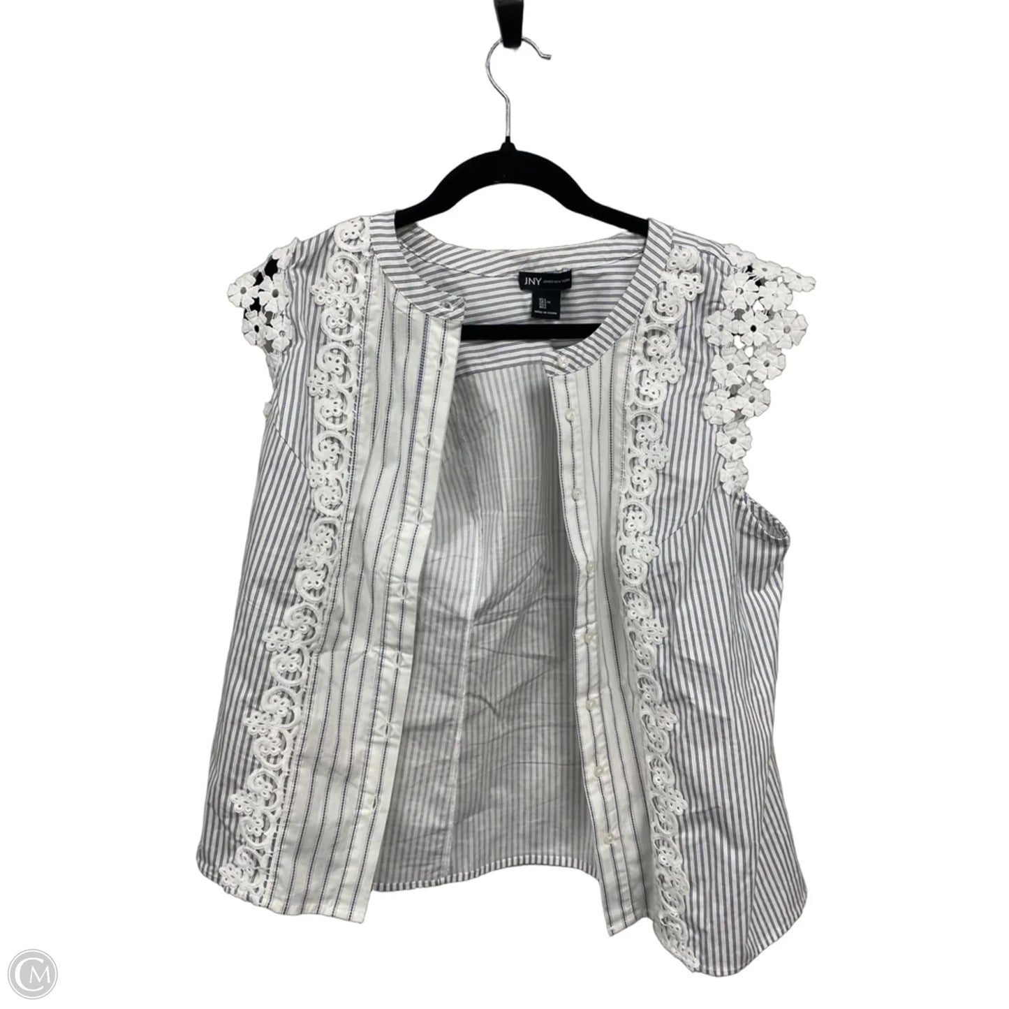 Top Short Sleeve By Jones New York In Striped Pattern, Size: L