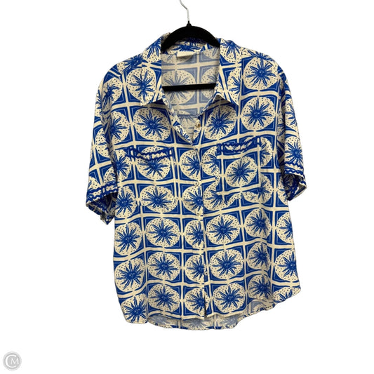 Top Short Sleeve By Clothes Mentor In Blue & Cream, Size: L