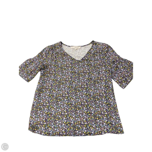 Top Short Sleeve By Loft In Floral Print, Size: Xs