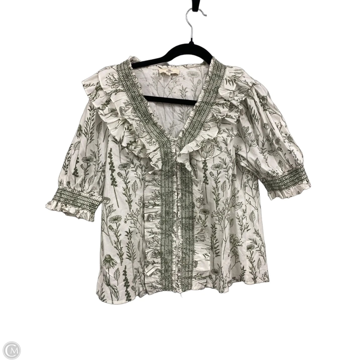 Top Short Sleeve By Entro In Cream & Green, Size: S