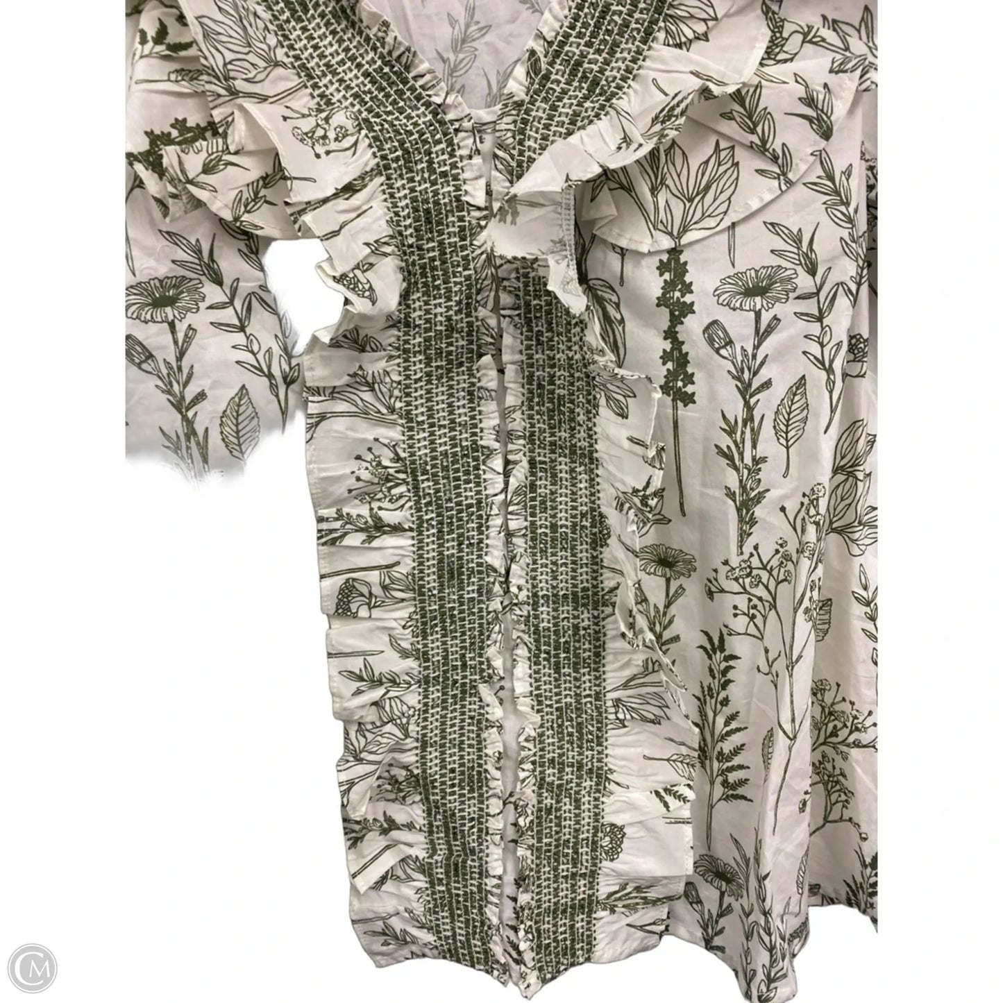 Top Short Sleeve By Entro In Cream & Green, Size: S
