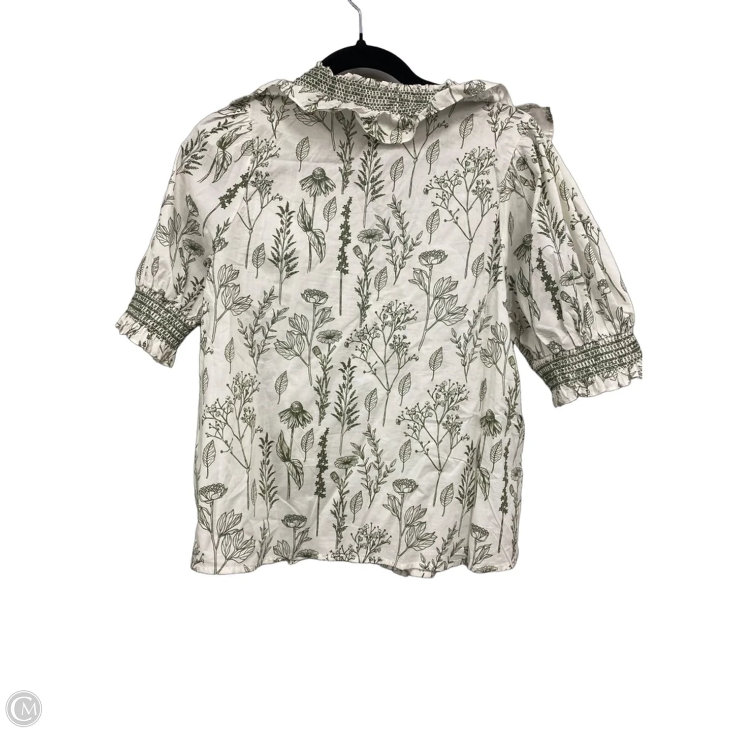 Top Short Sleeve By Entro In Cream & Green, Size: S