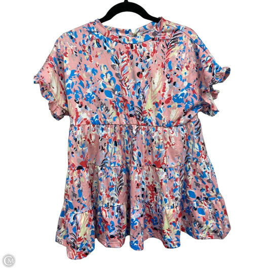 Top Short Sleeve By Clothes Mentor In Blue & Pink, Size: M