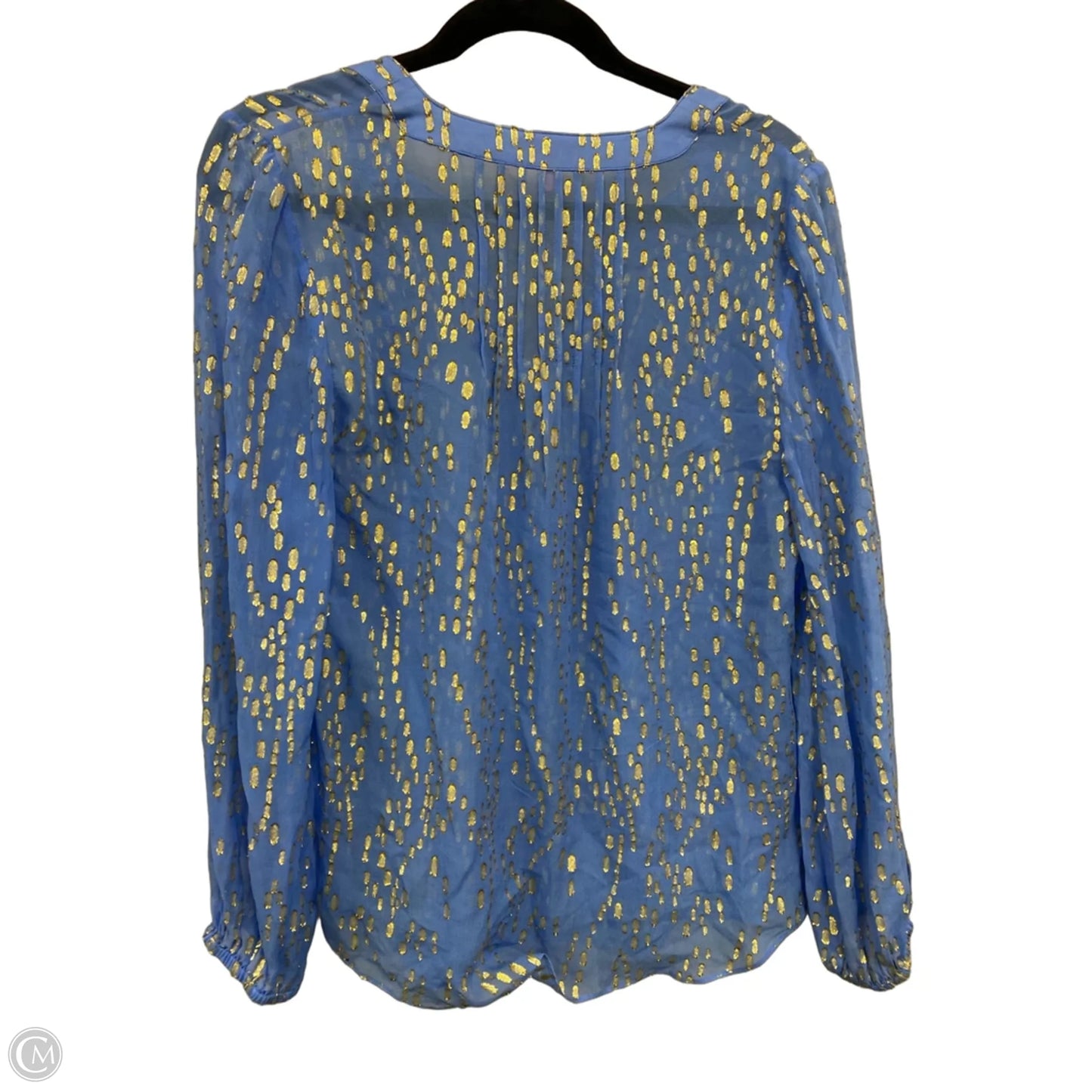Top Long Sleeve Designer By Lilly Pulitzer In Blue & Gold, Size: S