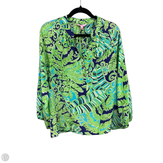 Top Long Sleeve Designer By Lilly Pulitzer In Blue & Green, Size: S