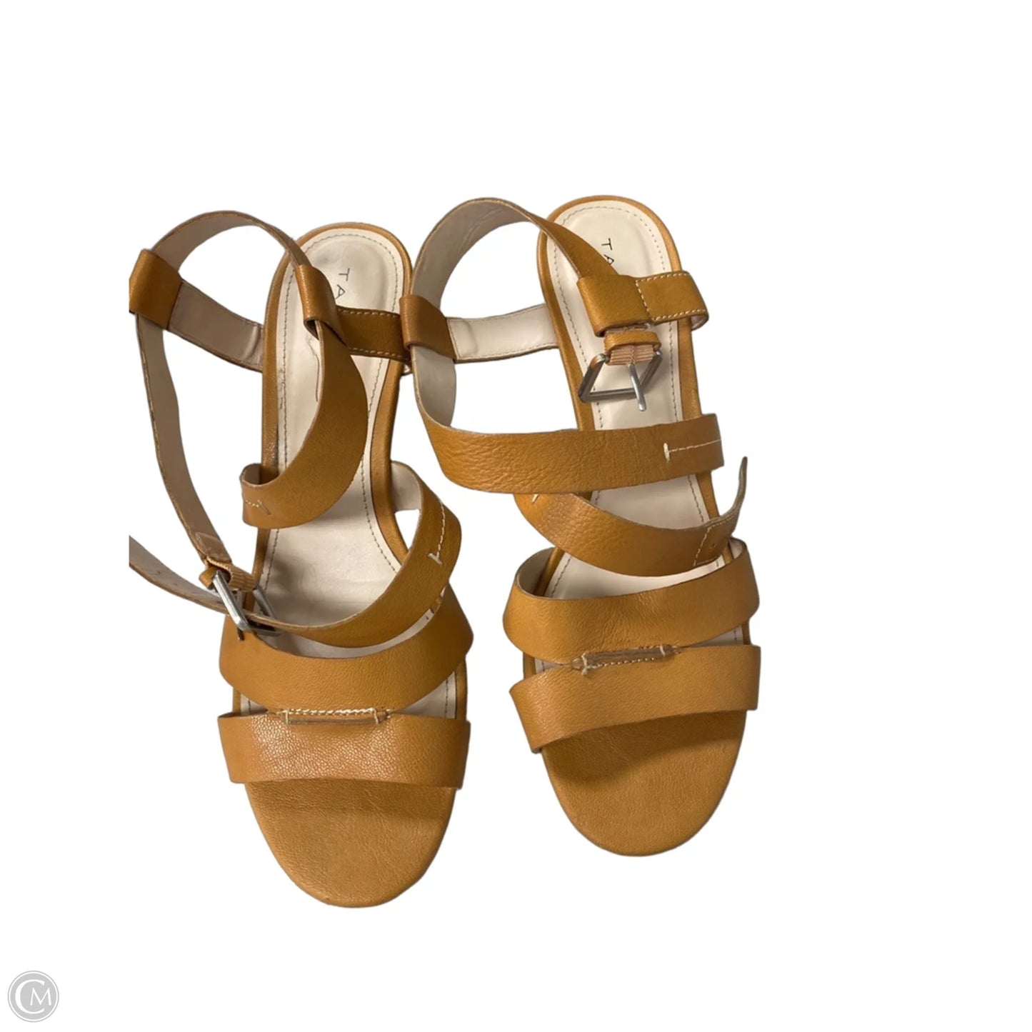Sandals Heels Wedge By Tahari In Tan, Size: 9