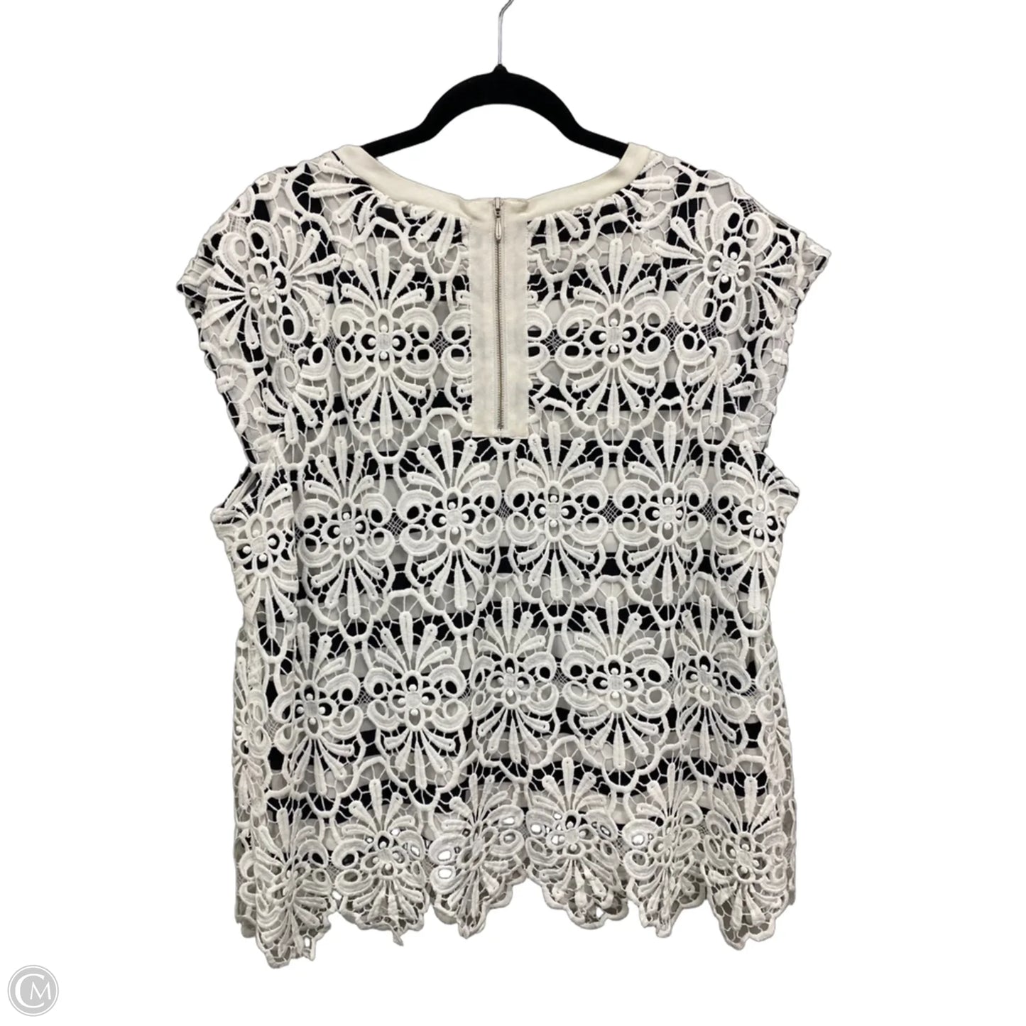 Top Short Sleeve By Chicos In Black & Cream, Size: Xl