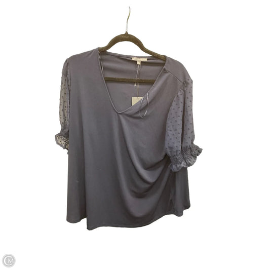 Top Short Sleeve By Adrianna Papell In Navy, Size: 1x