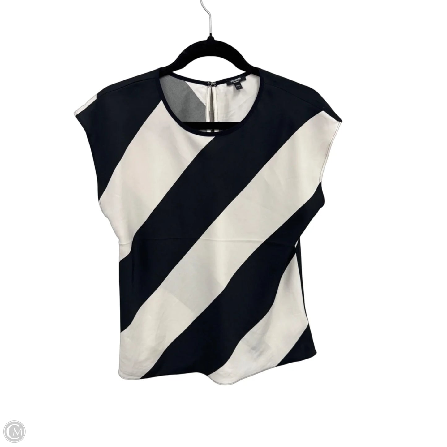 Top Short Sleeve By Express In Black & Cream, Size: S