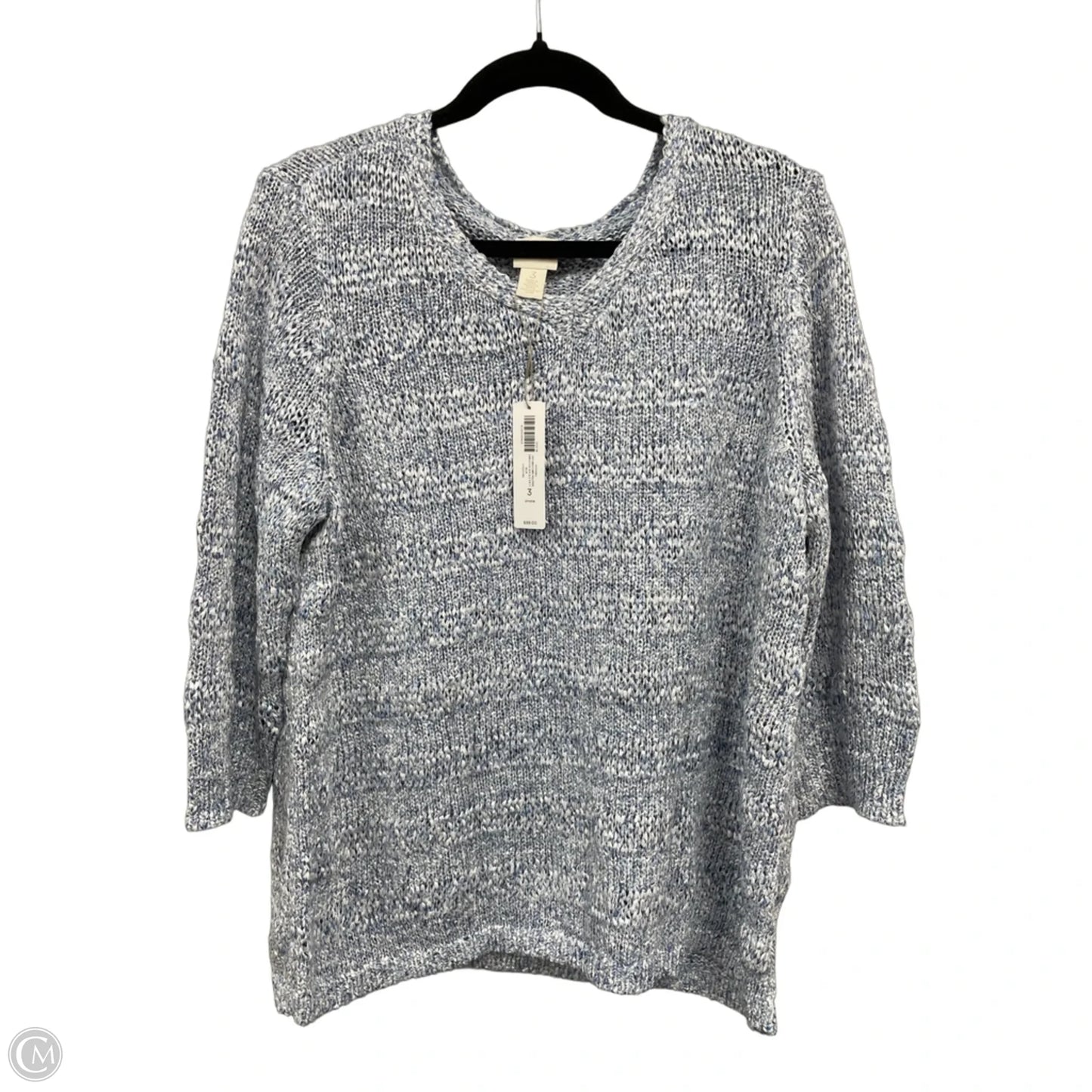 Sweater By Chicos In Blue & White, Size: Xl