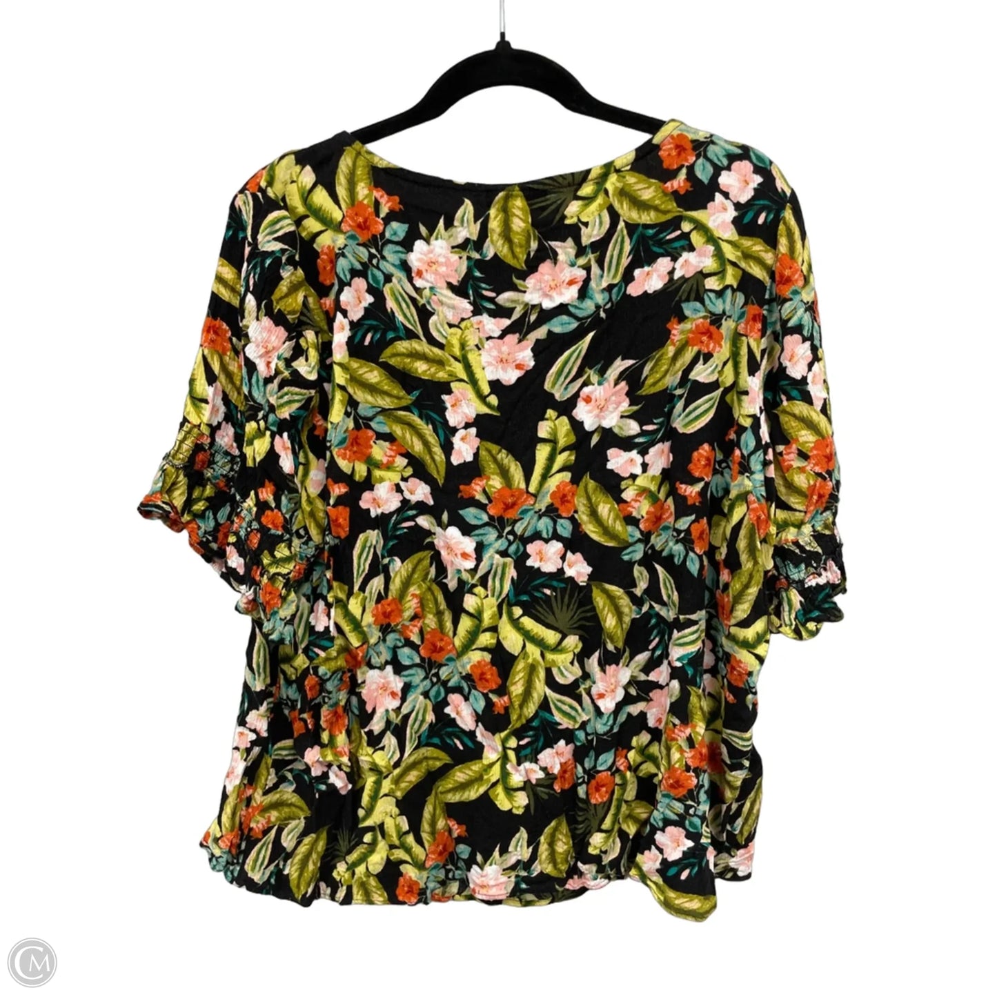 Top Short Sleeve By Jessica Simpson In Tropical Print, Size: 2x
