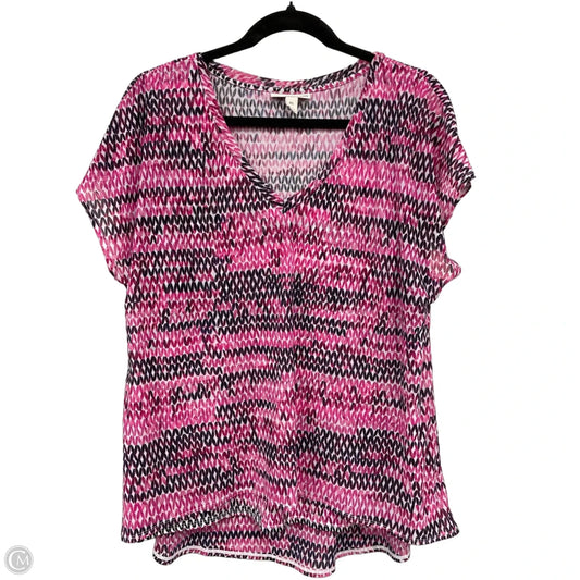 Top Short Sleeve By Dana Buchman In Black & Pink, Size: Xl