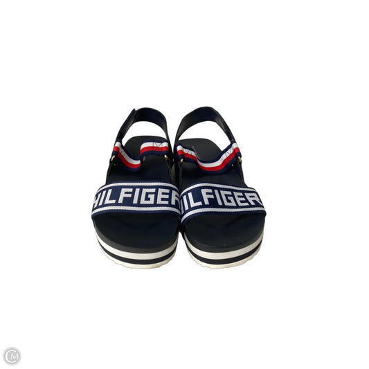 Sandals Heels Platform By Tommy Hilfiger In Blue & Red & White, Size: 10