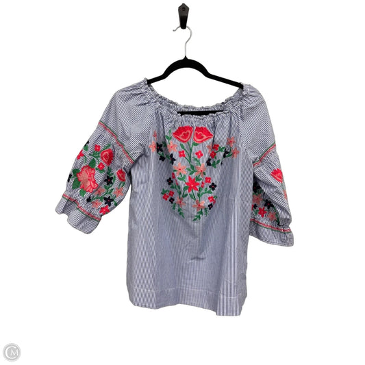 Top 3/4 Sleeve By Crown And Ivy In Striped Pattern, Size: S