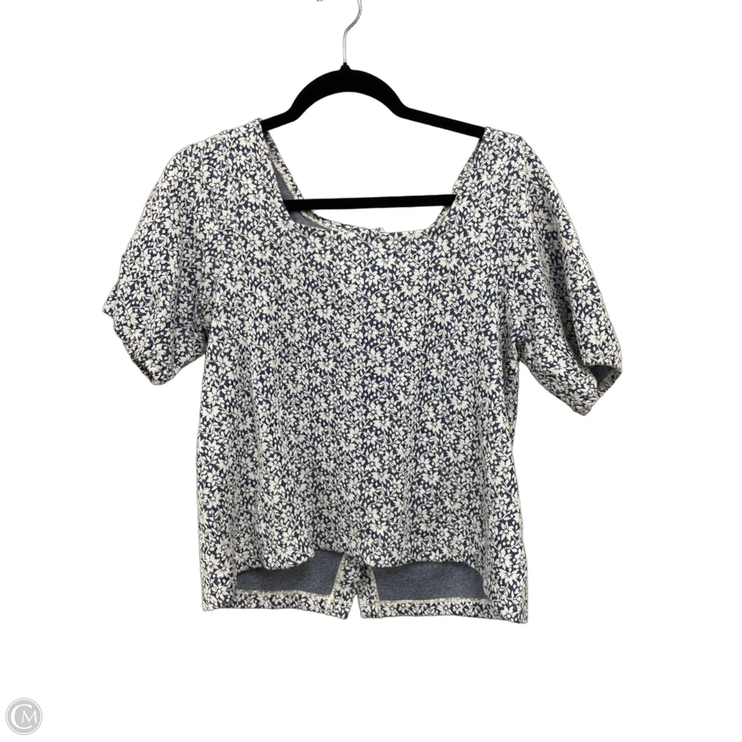 Top Short Sleeve By Madewell In Blue & White, Size: M