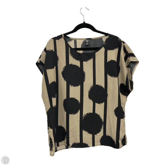 Top Short Sleeve By Emery Rose In Black & Tan, Size: Xl