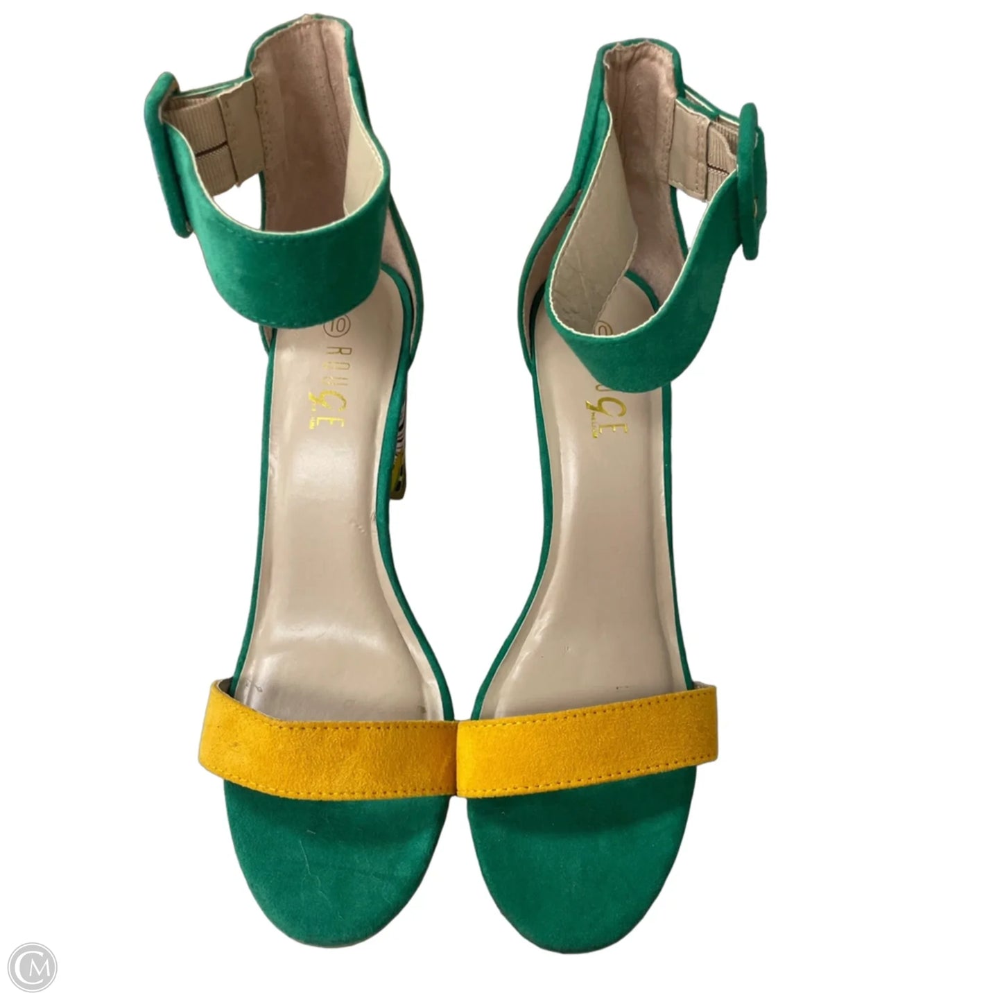 Shoes Heels Stiletto By Rouge In Green & Yellow, Size: 10