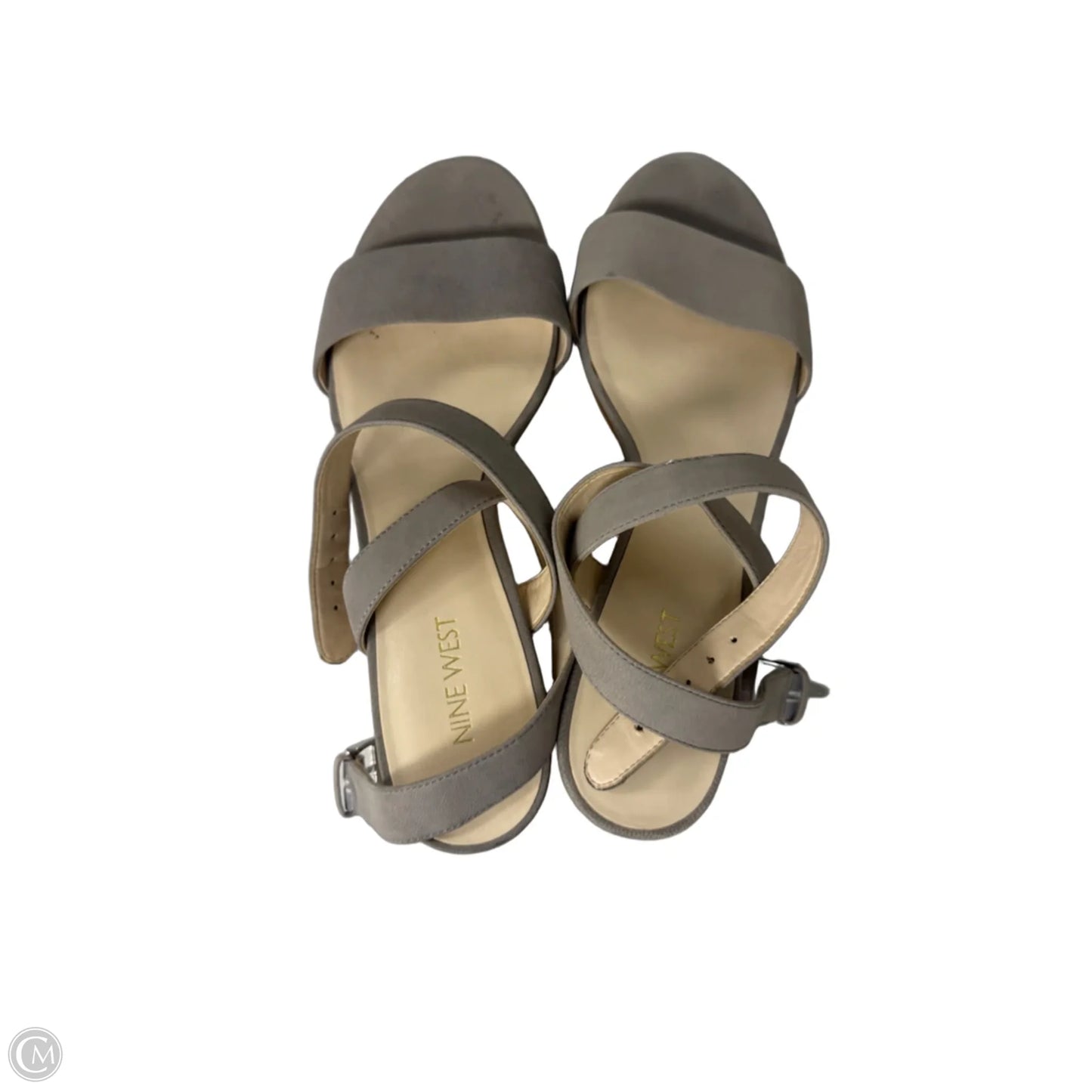 Sandals Heels Block By Nine West In Grey, Size: 9