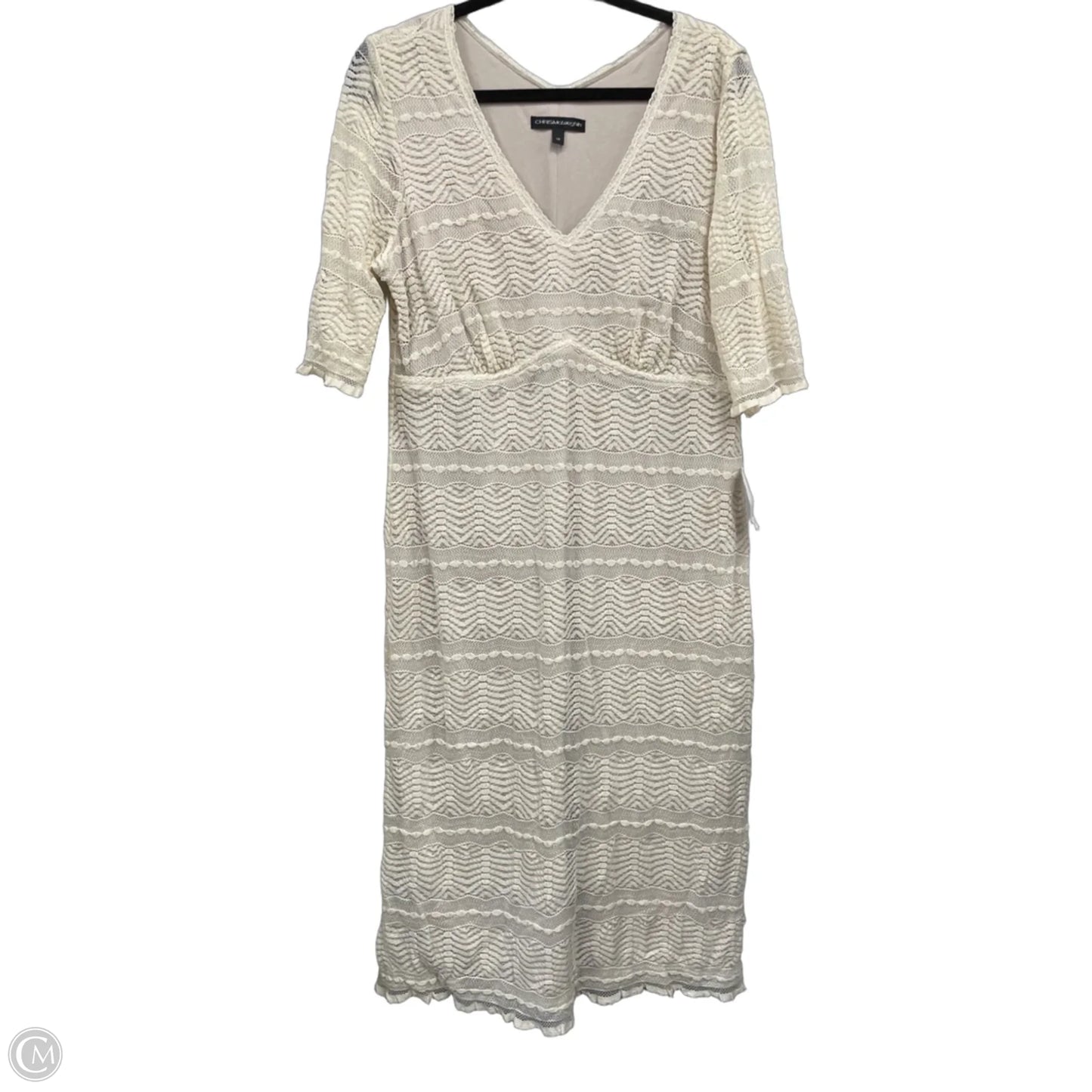 Dress Casual Midi By Chris Mclaughlin In Cream, Size: 18