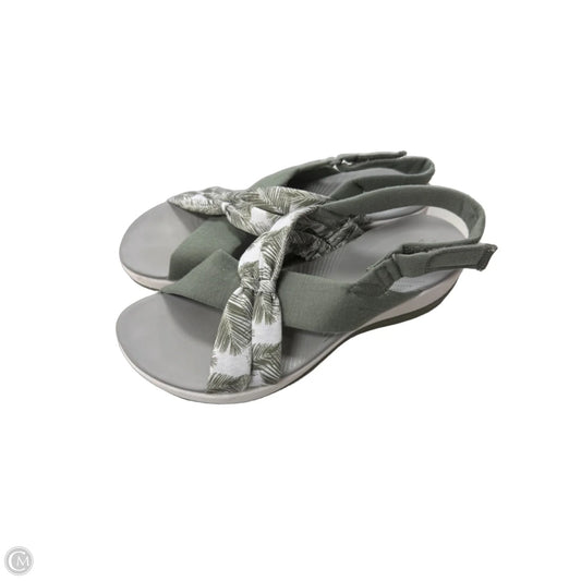 Sandals Heels Platform By Clarks In Green & White, Size: 6.5