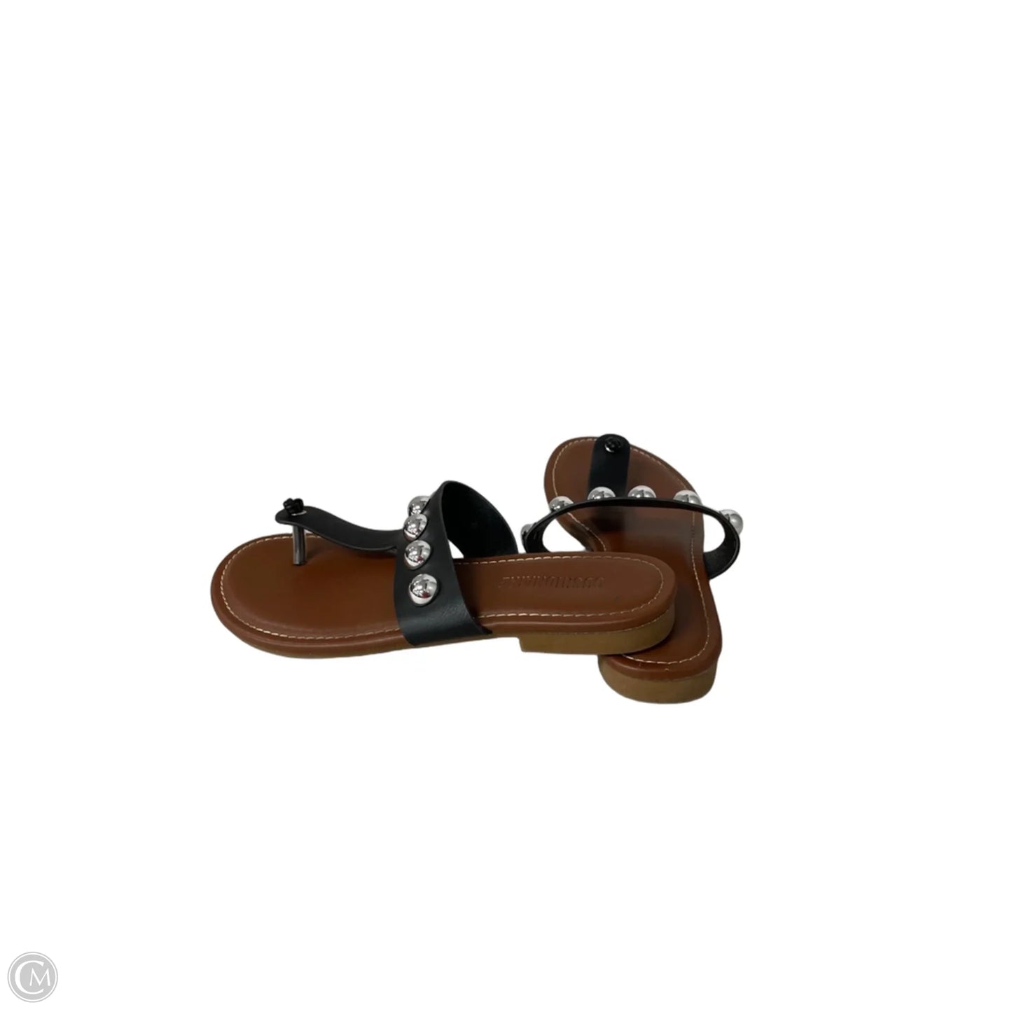 Sandals Flats By Cushionaire In Black & Silver, Size: 6.5